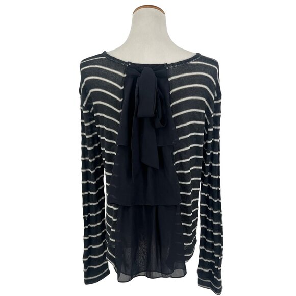 Anthropologie x Clu + Willoughby Striped Long Sleeved Chiffon Bow & Ruffles Knit - Picture 6 of 15
